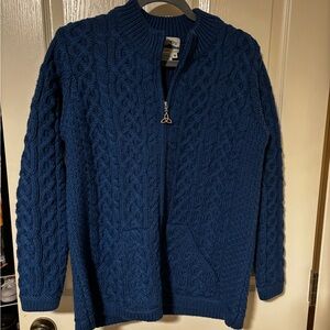 100% merino wool Blue Cable Knit Sweater